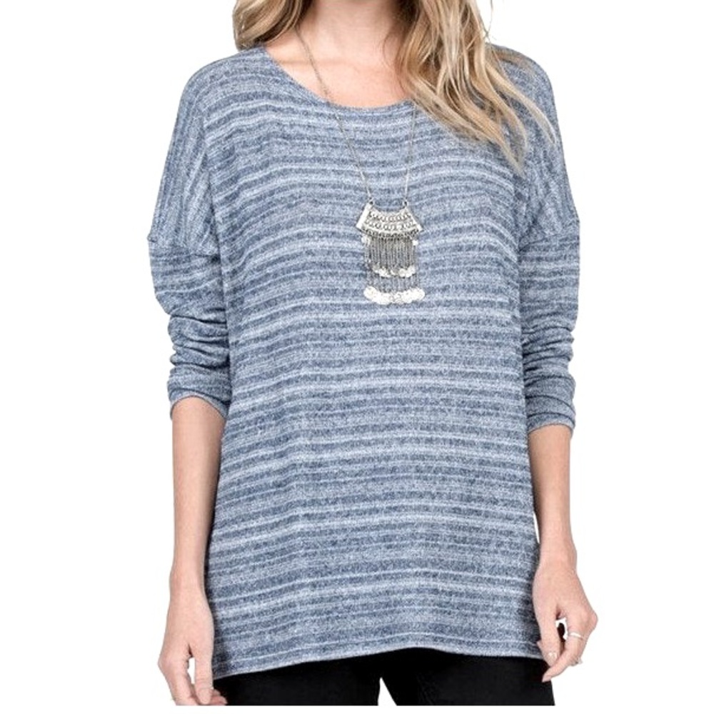 NWT Volcom Lived In Go Crew Grey Striped Sweater